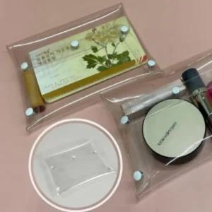 고품질 1개 대형 17x16cm 투명 똑딱이 PVC 파우치 이너백 사 (WCBE66F)