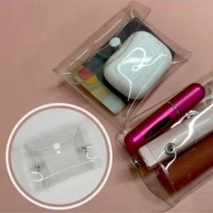 고품질 1개 소형 10x7.5cm 투명 똑딱이 PVC 파우치 이너백 사 (WCBE66E)