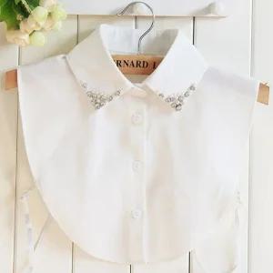 카라 장식 넥케이프 이너셔츠 큐빅 포인트 티셔츠 진주 넥케이프 이너카라 레이어드카라