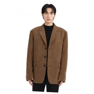 스탠다드 STANDARD MUSINSA 신세틱 스웨이드 오버사이즈 3버튼 블레이저 [라이트 브라운] MMEUL5D01-LR 482