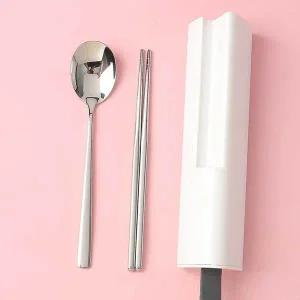 휴대용 수저세트 화이트 숟가락 휴대용수저세트