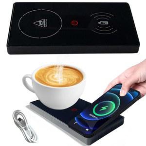 사무실 책상용 커피 머그 워머 스마트 컵 워머, 다기능 전기 음료 플레이트 2 in 1,USB 타입-C 히팅 코스터 코코아, 차, 우유용 워머(블랙)