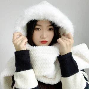 [콩심팥심]화이트 코지데잇 머플러 후드 후드머플러