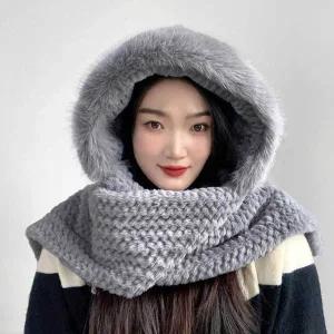 [콩심팥심]그레이 머플러 후드 코지데잇 후드숄머플러