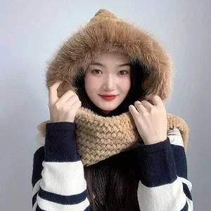 [콩심팥심]머플러 코지데잇 브라운 후드 후드숄머플러