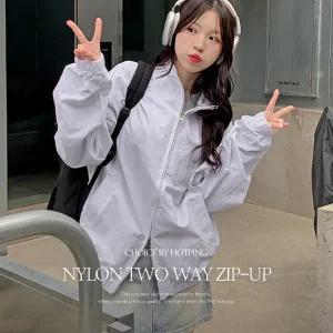 핫핑 벨리든 나일론 루즈핏 카라 투웨이집업