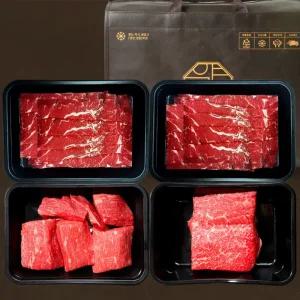 1++등급 한우 불고기 국거리 1.4kg 선물세트 (투뿔 불고기용+홍두깨살+양지) 프리미엄 마장동 소고기 구이용 요리용 수육 장조림용 정육 설날 추석 명절 한우세트 선물용 추천
