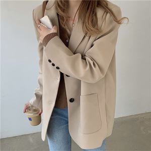 여성 봄 가을 자켓 데일리 오피스 여친룩 미니멀 캐주얼 아우터 루즈핏 정장 재킷 블랙  M사이즈