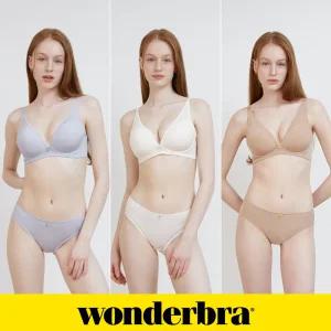 [Wonderbra] V넥 노와이어 브라팬티 6종세트 블루퍼플+오트밀+샌드베이지 WBW4N29