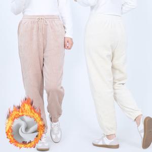 겨울 여성바지 골덴 니트 조거 팬츠 골지 트레이닝 양기모 융털 벨로아 기모 일자 밍크 플리스 고무줄 밴딩