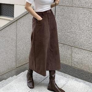 여자 겨울 윈터 골덴 코듀로이 A라인 롱스커트