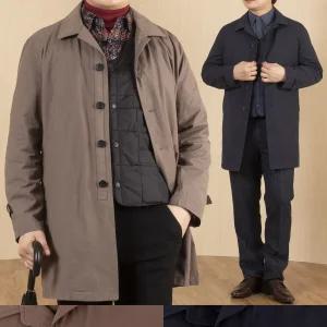 [중년의 품격]중년 남성 겨울 누빔 카라넥 트렌치 반코트 1002