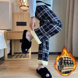 롱기장 100cm 양털체크바지 패션 방한 팬츠 바지 겨울
