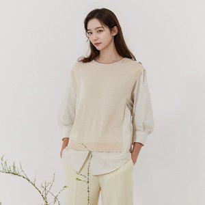 [르포엠][최초가 59,000원][르포엠]로베르 셔츠 레이어드 버튼 니트