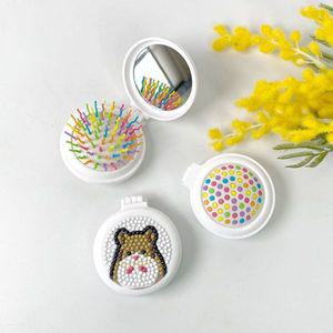 [기타]5종세트 DIY 원형보석십자수 거울빗 동물
