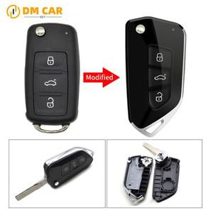 DMKEY 수정 된 플립 자동차 키 쉘 케이스 교체 202AD/L/H VW 폴로 Tiguan Jetta 골프 Skoda 좌석 플립 원격