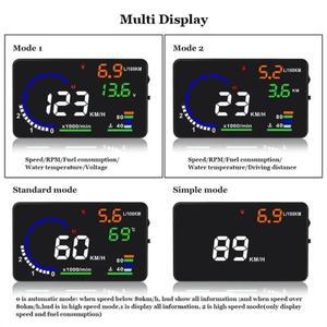 AX94AD 55인치 OBD2 HUD 자동차 헤드업 디스플레이 디지털 속도계 앞 유리 속도 수온 RPM 알람 포함