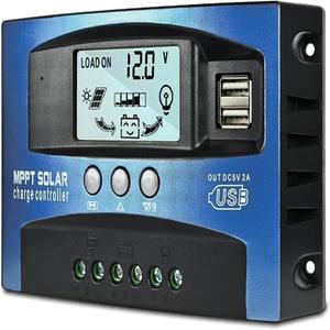 30A 40A 50A 60A 100A MPPT 태양광 충전 컨트롤러, 12V/24V 패널 레귤레이터 (조절 가능한 LCD 디스플레이,