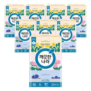 깨끗한나라 순수 소프티 250매x3개입 x 8팩 미용티슈 각티슈 휴지