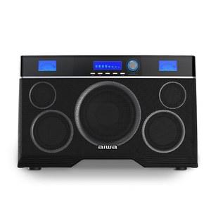 Aiwa Exos-10 휴대용 블루투스 스피커, 200W RMS 전원, 6 5인치 서브우퍼, 딥 베이스, 파티 싱크, 백라이트 디스플레이, FM/BT/USB/AUX, 리모컨, 캐리 스트랩, V5