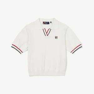 [휠라](광주신세계)[FILA] 테니스 라이프 티핑 크롭 니트 카라티셔츠 (FS2TSF2372F_OWH)