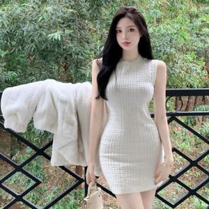 스판  파티룩 여름 미니 골지 원피스 홀복 클럽 (43aDu)