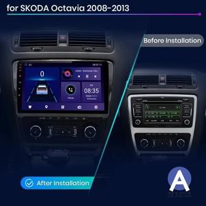 JIUYIN 무선 카플레이 안드로이드 13 스코다 옥타비아 2 A5 2008-2013 GPS 지능형 시스템 스마트 오토라디