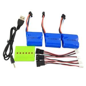 해상 점프 3PCS 3.7V 600마하 리튬 배터리 + 밸런스 충전기 UDI001 UDI008 RC 보트 예비 부품 리모컨 스피드보트 배터리용 변환 라인