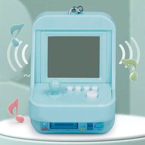 키체인이 있는 1PC 블루 마이크로 플레이어 미니 아케이드 머신, 26가지 클래식 게임 모드로 플러그 앤 플레이 비디오 게임용 빌딩 블록 콘솔 자동차 트림 키체인 지원