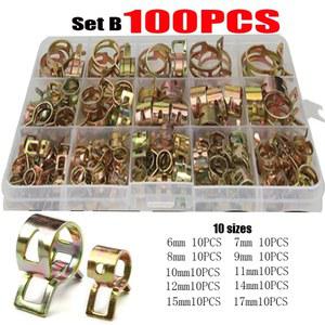 75/100/155pcs 호스 스프링 클립 6 22mm - 자동차 트럭용 연료/오일/물 파이프 클램프 다양한