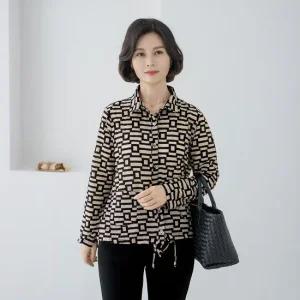 엄마옷 마담4060 미로스퀘어스트링셔츠 중년여성 데일리 -ZBL2509003-