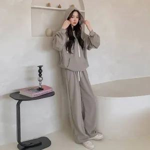 여성 무지 후드티 일자 바지 트레이닝 세트 츄리닝 -WPST0453- 봄 가을