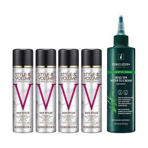 더마클라센 볼륨짱짱 흑채스프레이 블랙 120ml x4 + 헤드스파 탈모케어 트리트먼트 250ml