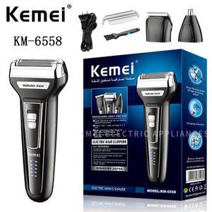 Kemei Km-6558 다기능 방수 3 in 1 커터 헤드, USB 남성용 전기 면도기