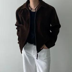 [모노폴로지]스웨이드자켓 가을 트러커자켓 트럭커 브라운 크롭 누빔 세무 미니멀 안감 카라자켓