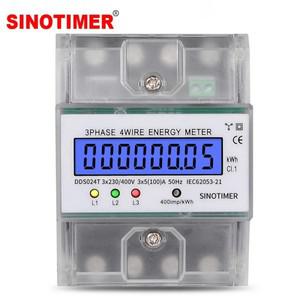 DIN 레일 3상 4P 전력 소비량 에너지 미터 kWh 5-80A 380V AC 50Hz LCD 백라이트 디스플레이 전기 기기