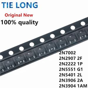 100PCS 2N7002LT1G SOT SOT-23 SMD 702 MMBT2907A 2F 2N2222 1P 2N3904 1AM 2A 2N5551 G1 2N5401 2L MMBT22