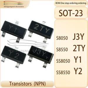 SS8050 Y1 Y2 50PCS J3Y 2TY 1.5A SOT-23 PNP NPN 전력 트랜지스터