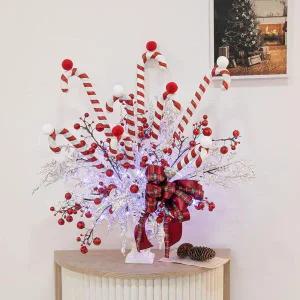 /플라워트리 크리스마스 장식 화분 LED 지팡이트로피대형Aset 60cm