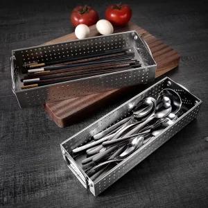 스텐 물빠짐 수저 중형 수저함 보관함 수저통 트레이 주방 통 식기세척기 정리함 트레이 스텐 수저