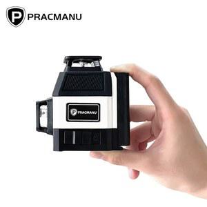 Practmanu 미니 레이저 레벨 12 라인 3D 레벨 셀프 레벨링, 360 도 수평 및 수직 크로스, 그린 레이저 빔 라인