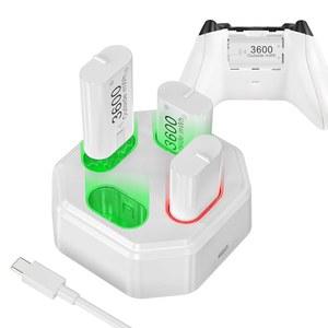 Xbox Series X용 충전식 배터리 4팩, Xbox One/Xbox Series X용 3600mWh NiMH 배터리 4개가 장착된 충전기 도크 | S, Xbox One S/X/Elite 무선 컨트롤러