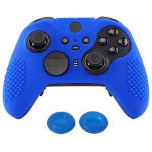 익스트림레이트 플레이바이탈 블루 소프트 미끄럼 방지 실리콘 커버 스킨, 새로운 Xbox One 엘리트 시리즈 2, 2 코어 및 엄지 그립 아날로그 캡용 컨트롤러 보호 케이스