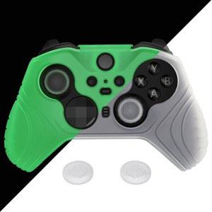 플레이바이탈 사무라이 에디션 글로우 인 다크 안티 슬립 실리콘 케이스 커버 Xbox 엘리트 무선 컨트롤러 시리즈 2, 인체공학적 소프트 고무 스킨 프로텍터(엄지 그립 포함) - 그린