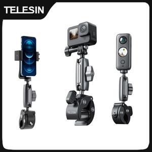 TELESIN 사이클링 오토바이 클립 매직 암, 360 ° 알루미늄 합금 슈퍼 클램프, 카메라 고프로호환 휴대폰