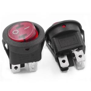 10Pcs 23mm 라운드 레드 라이트 4 핀 10A125V 6A250V AC 2 위치 DPDT ON-OFF KCD1 로커 스냅인