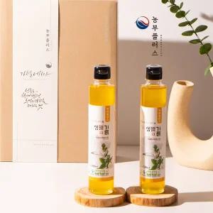[농부플러스] 국산 냉압착 생들기름 저온착유 들기름 200ml 2병 선물세트(쇼핑백동봉)
