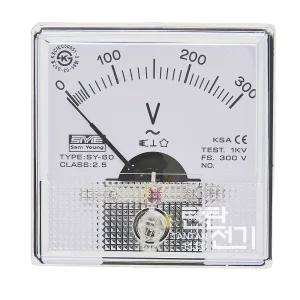 SY-60 AC 300V 아날로그 메타 배전반 교류 전압계 지시 전기계기 Volt Meter V메타삼영전기