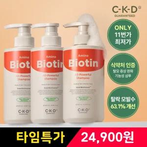 CKD 아미노비오틴 올파워풀 샴푸 500ml 3개 / 탈모 증상 완화 기능성 + 두피 모발 안티에이징 복합케어