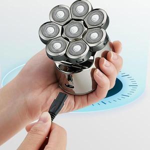 자동면도기 8-in-1 회전식 전기 면도기 6D 충전식 대머리 헤어 수염 트리머 습식 건식 휴대용 미니